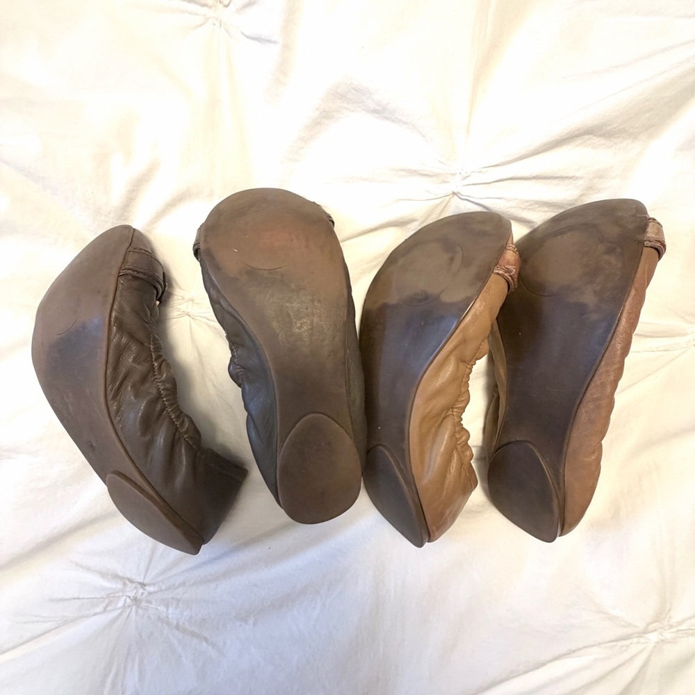 Tory Burch Tan and Gray Leather Ballet Flats - Picture 3 of 3